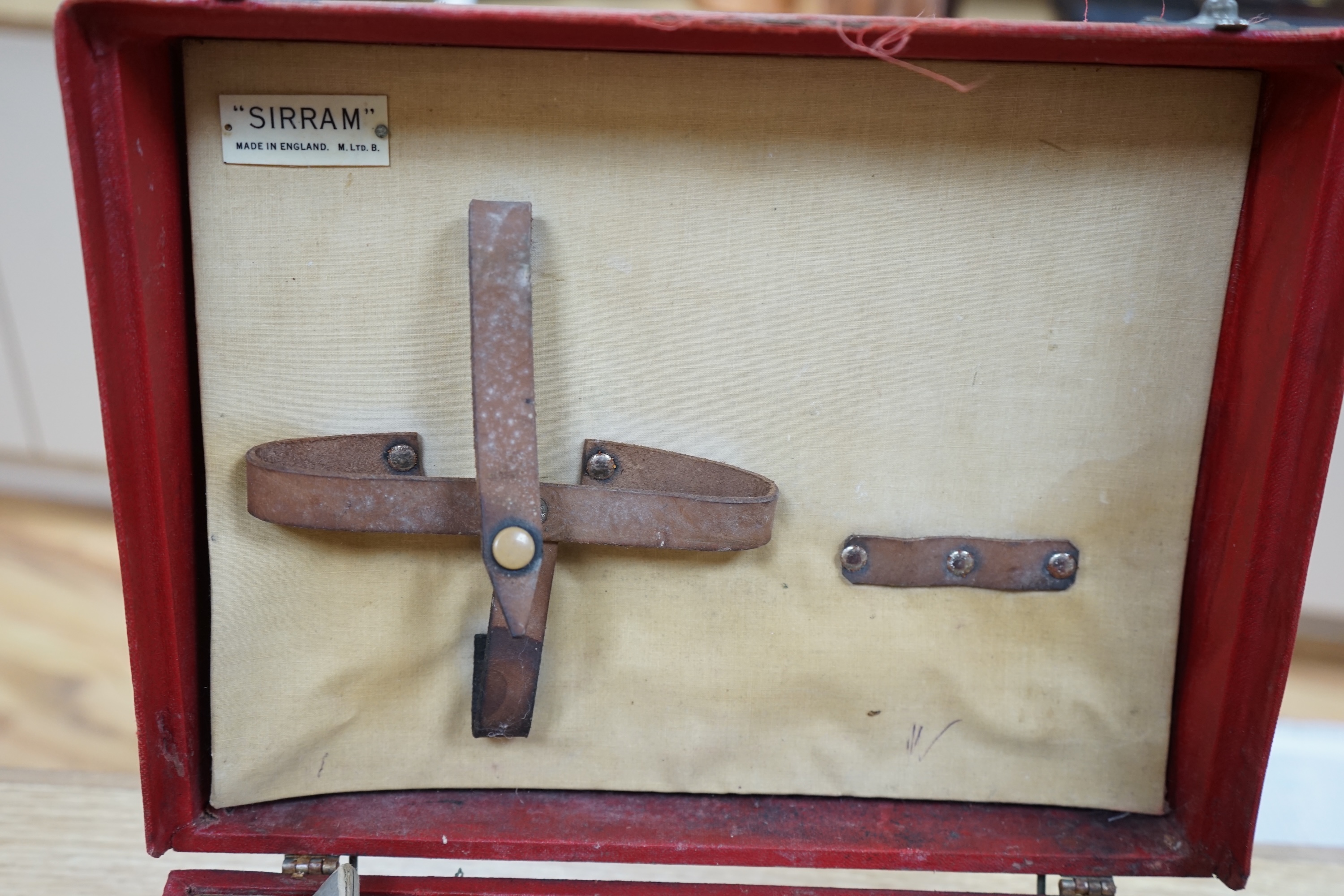 An R.K. White Co. stereoscopic viewer and a collection of slides, viewer 33cm long. Condition - cards have been damp at some point